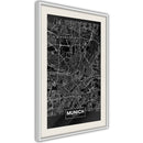 Poster - City Map: Munich (Dark)  - wit passepartout