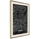 Poster - City Map: Munich (Dark)  - goud passepartout