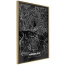 Poster - City Map: Hamburg (Dark)  - goud