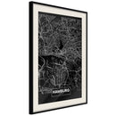 Poster - City Map: Hamburg (Dark)  - zwart passepartout