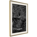 Poster - City Map: Hamburg (Dark)  - goud passepartout