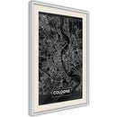 Poster - City Map: Cologne (Dark)  - wit passepartout