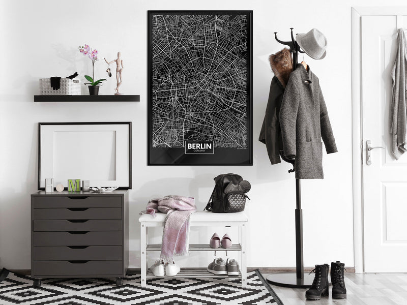 Poster - City Map: Berlin (Dark)  - zwart
