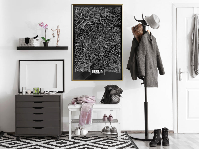 Poster - City Map: Berlin (Dark)  - goud