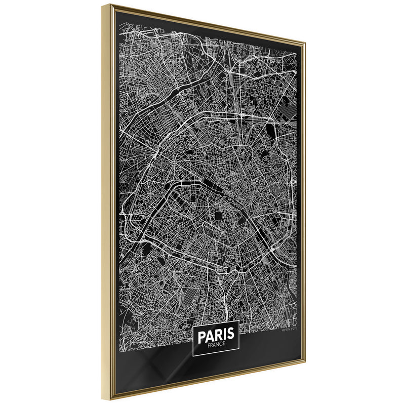 Poster - City Map: Paris (Dark)  - goud