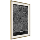 Poster - City Map: Paris (Dark)  - goud passepartout