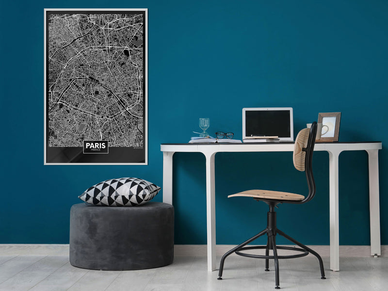 Poster - City Map: Paris (Dark)  - wit