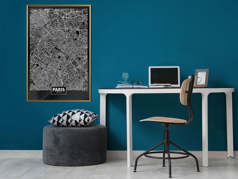 Poster - City Map: Paris (Dark)  - goud