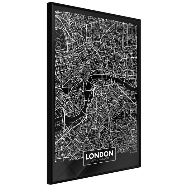Poster - City Map: London (Dark)  - zwart