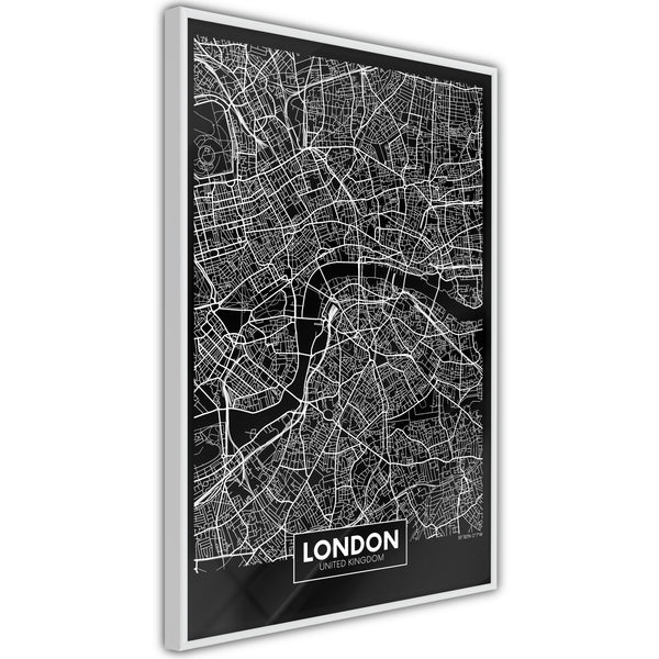 Poster - City Map: London (Dark)  - wit