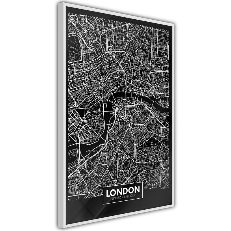 Poster - City Map: London (Dark)  - wit