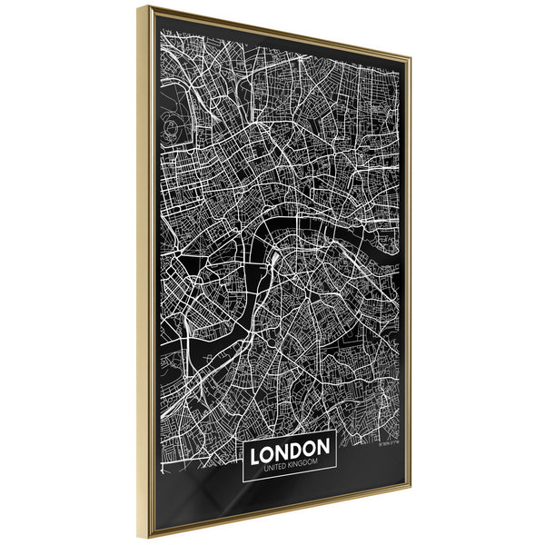 Poster - City Map: London (Dark)  - goud
