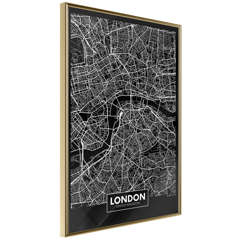 Poster - City Map: London (Dark)  - goud
