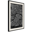 Poster - City Map: London (Dark)  - zwart passepartout