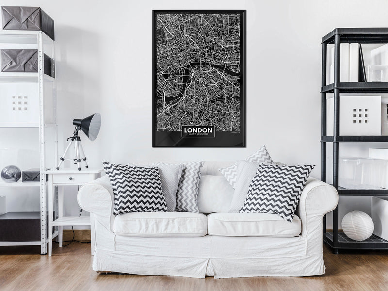 Poster - City Map: London (Dark)  - zwart