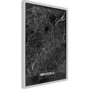 Poster - City Map: Brussels (Dark)  - wit