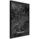 Poster - City Map: Frankfurt (Dark)  - zwart