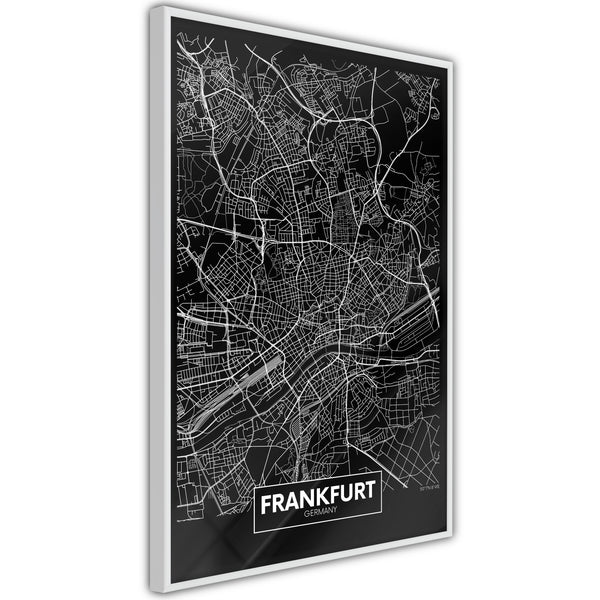Poster - City Map: Frankfurt (Dark)  - wit