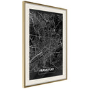 Poster - City Map: Frankfurt (Dark)  - goud passepartout