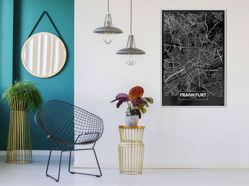 Poster - City Map: Frankfurt (Dark)  - wit