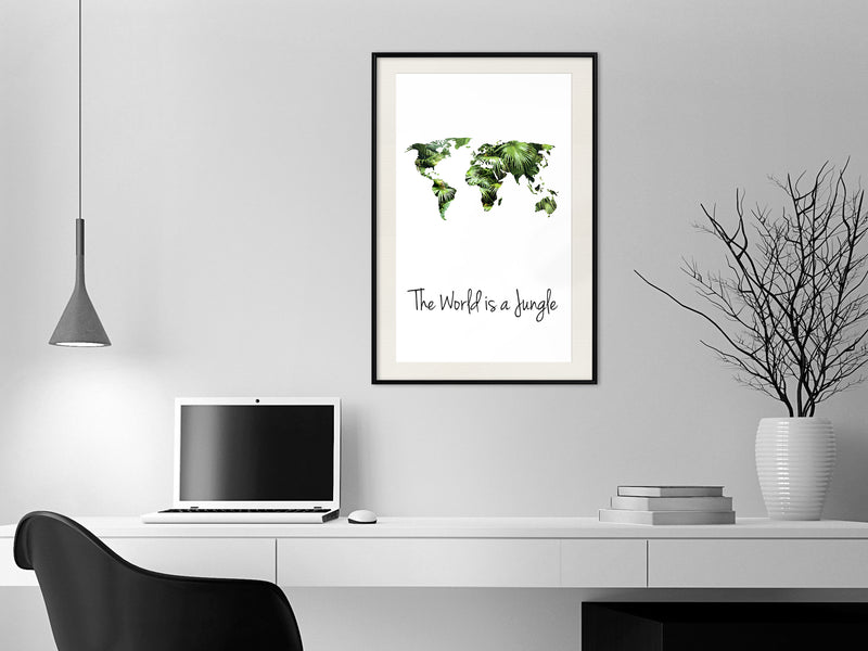 Poster - We Live in a Jungle  - zwart passepartout