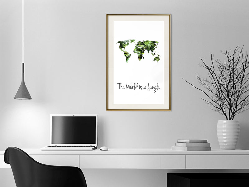 Poster - We Live in a Jungle  - goud passepartout