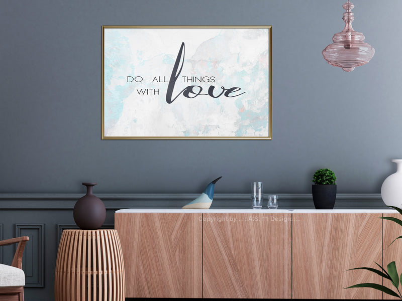 Poster - With Love  - goud