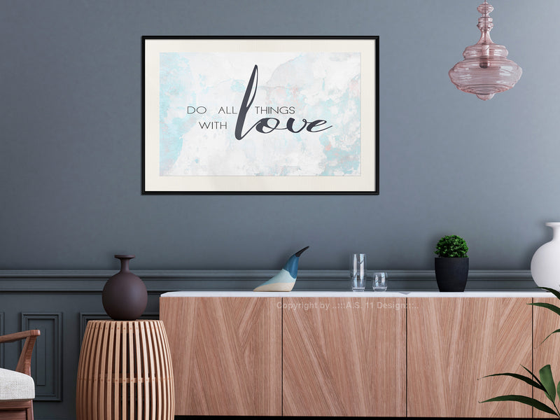 Poster - With Love  - zwart passepartout