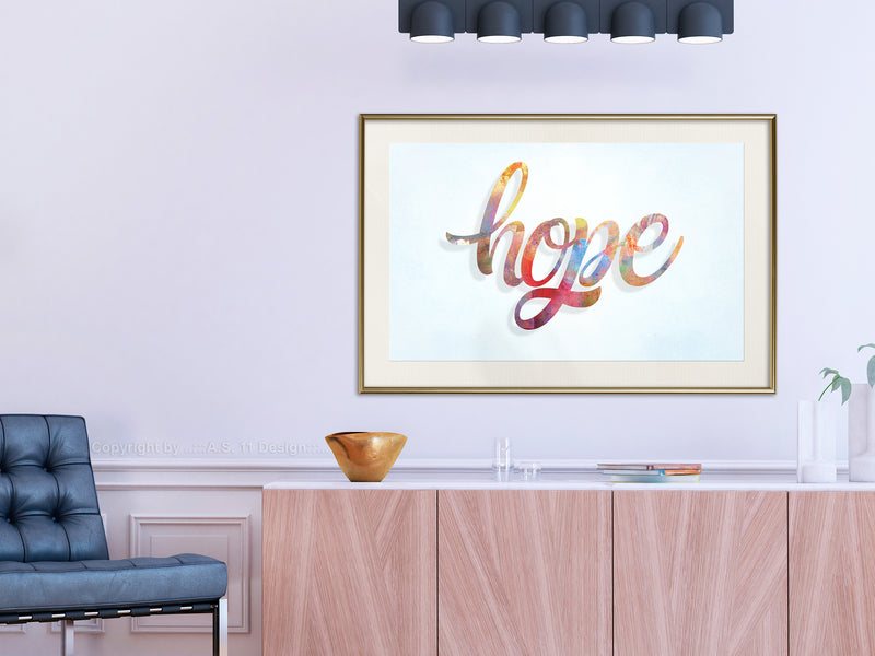 Poster - Colourful Hope  - goud passepartout