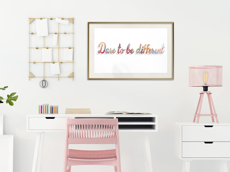 Poster - Dare to Be Yourself  - goud passepartout