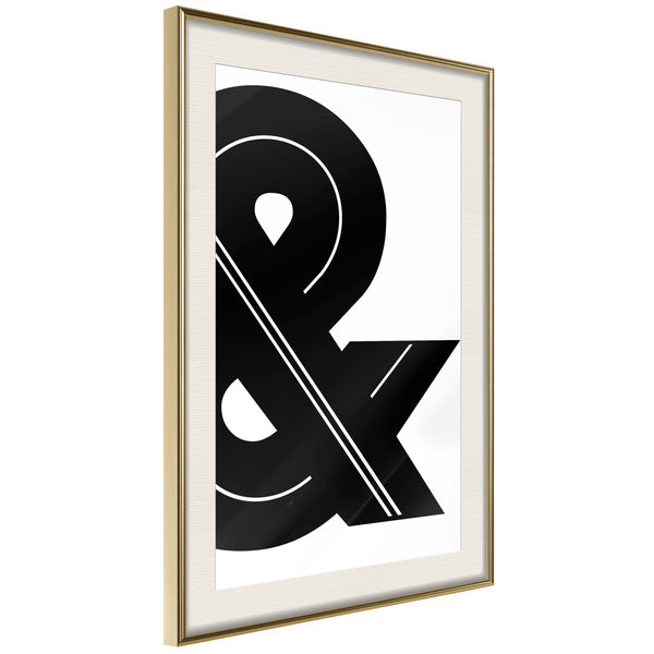 Poster - Ampersand (Black and White)  - goud passepartout