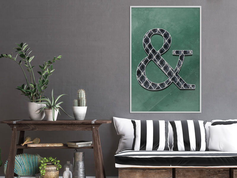 Poster - Ampersand on Green Background  - wit
