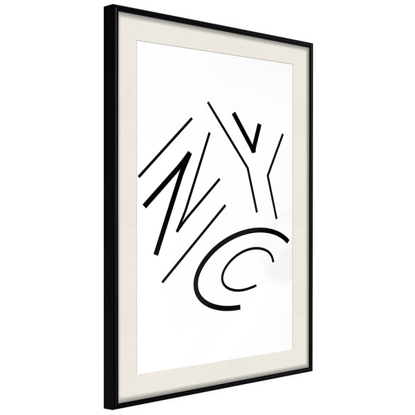 Poster - Three Letters  - zwart passepartout