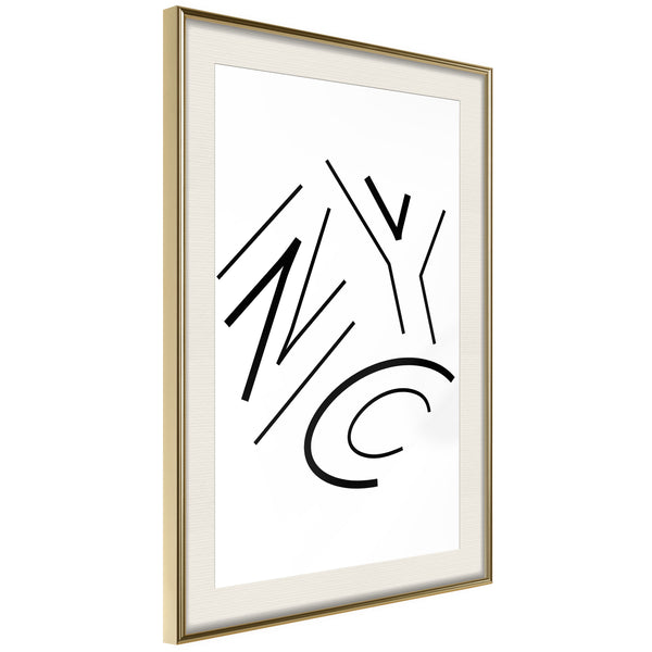 Poster - Three Letters  - goud passepartout