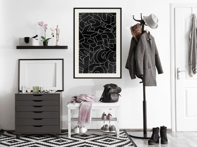 Poster - Scattered Letters  - zwart passepartout
