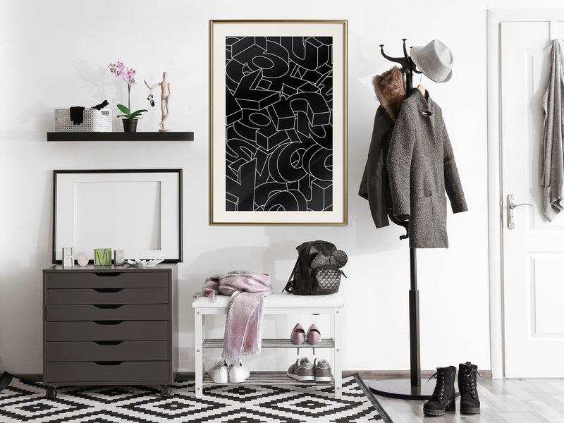 Poster - Scattered Letters  - goud passepartout