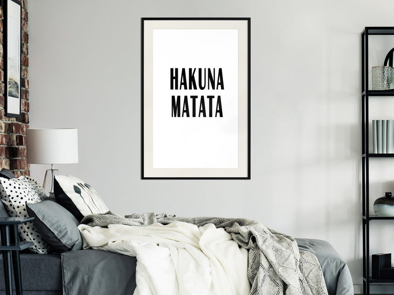Poster - Hakuna Matata  - zwart passepartout