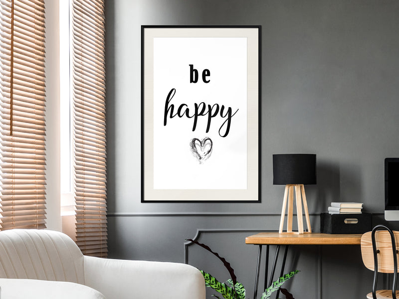 Poster - Don't Worry  - zwart passepartout