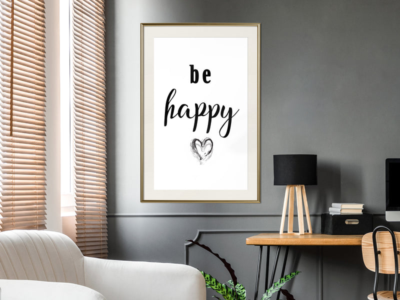 Poster - Don't Worry  - goud passepartout