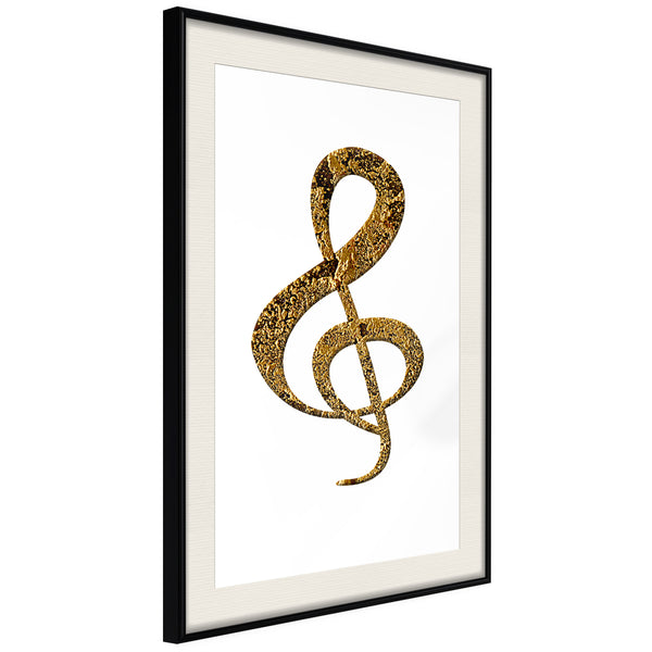 Poster - Golden Treble Clef  - zwart passepartout