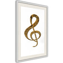 Poster - Golden Treble Clef  - wit passepartout