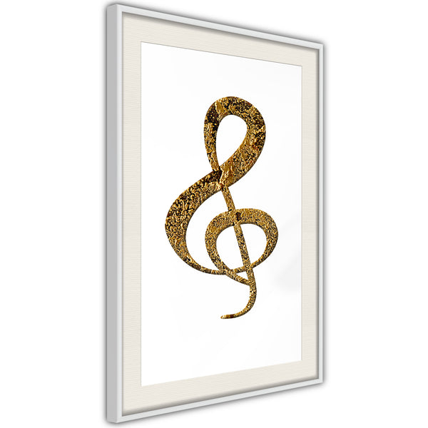 Poster - Golden Treble Clef  - wit passepartout