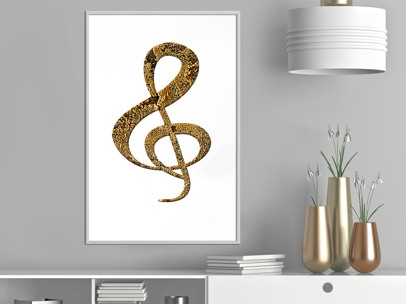 Poster - Golden Treble Clef  - wit