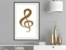 Poster - Golden Treble Clef  - zwart passepartout