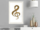 Poster - Golden Treble Clef  - wit passepartout