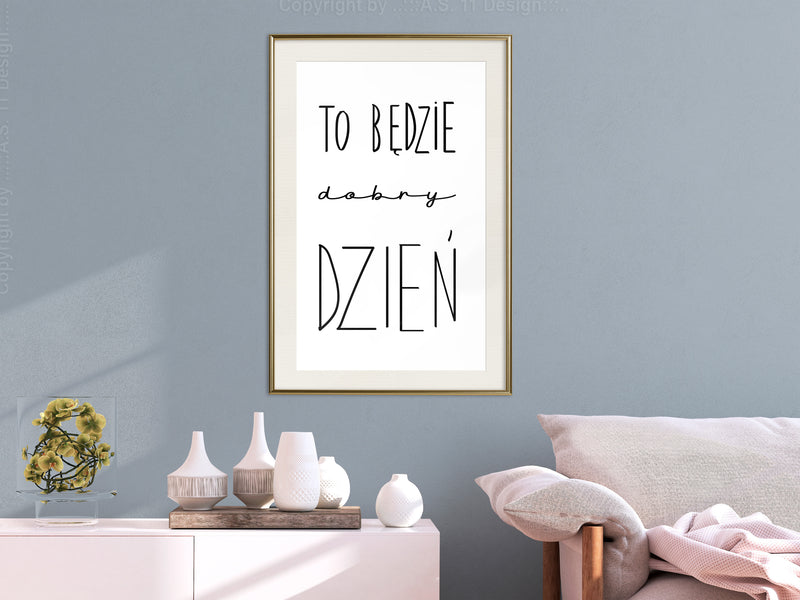 Poster - Good Day  - goud passepartout