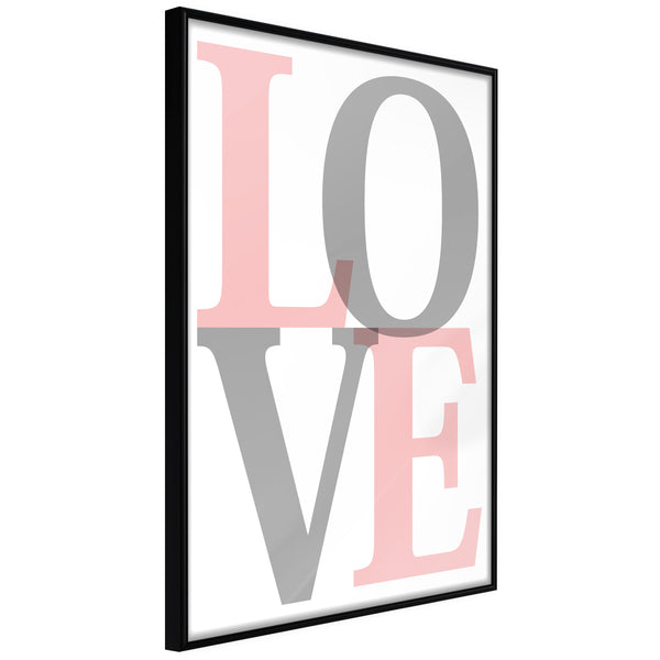 Poster - Grey-Pink Love  - zwart