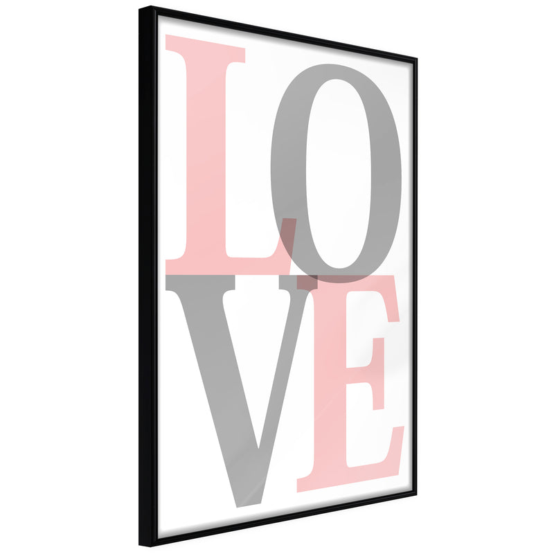 Poster - Grey-Pink Love  - zwart