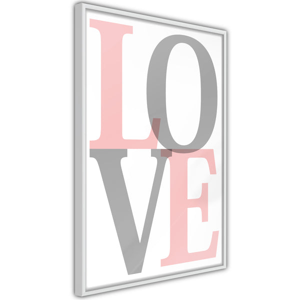 Poster - Grey-Pink Love  - wit