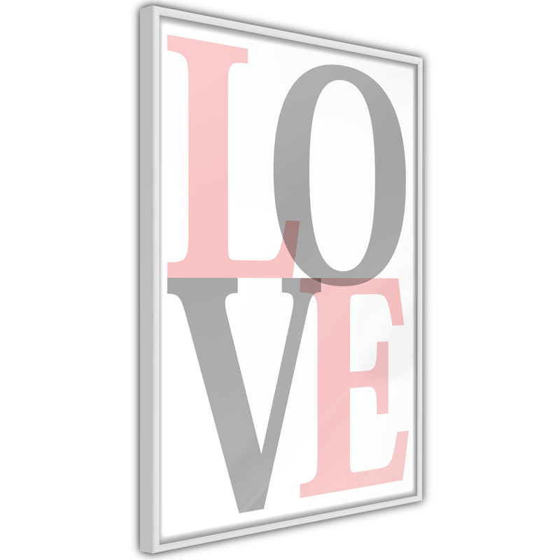 Poster - Grey-Pink Love  - wit